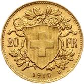 Reverse 20 Francs 1910 B Vreneli