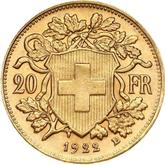 Reverse 20 Francs 1922 B Vreneli