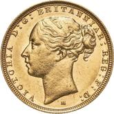 Obverse Sovereign 1884 M WW St. George