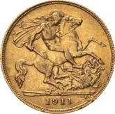Reverse Half Sovereign 1911 P