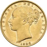 Obverse Sovereign 1886 M WW Coat of arms