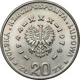 Obverse 20 Zlotych 1974 MW WK Pattern 30 years of Polish People's Republic
