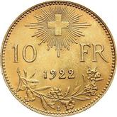 Reverse 10 Francs 1922 B Vreneli