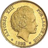 Obverse 20 Pesetas 1892 PGM