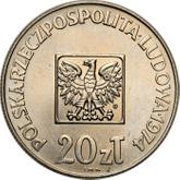 Obverse 20 Zlotych 1974 MW JMN Pattern 30 years of Polish People's Republic