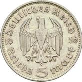 Reverse 5 Reichsmark 1936 J Hindenburg