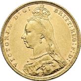 Obverse Sovereign 1890 JEB Jubilee Head