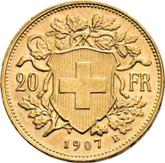 Reverse 20 Francs 1907 B Vreneli