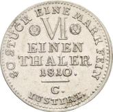 Reverse 1/6 Thaler 1810 C
