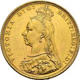 Obverse Sovereign 1891 M JEB Jubilee portrait