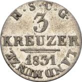 Reverse 3 Kreuzer 1831 EK