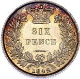 Reverse Sixpence 1842