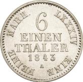 Reverse 1/6 Thaler 1843 A