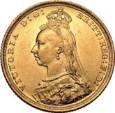 Obverse Sovereign 1889 S JEB Jubilee portrait