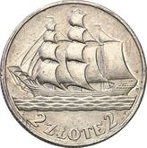 Reverse 2 Zlote 1936 Pattern Sailing Vessel