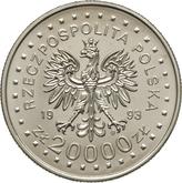 Obverse 20000 Zlotych 1993 MW ANR XXVIII Winter Olympic Games - Lillehammer 1994