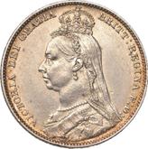 Obverse Shilling 1890 JEB Large Jubilee Head