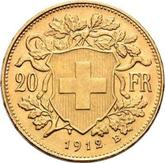 Reverse 20 Francs 1912 B Vreneli