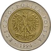 Obverse 5 Zlotych 1994 MW