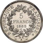 Reverse 5 Francs 1889 A Hercules