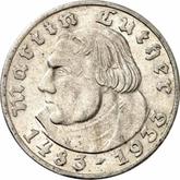 Obverse 5 Reichsmark 1933 J Martin Luther