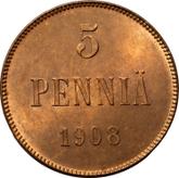 Reverse 5 Pennia 1908
