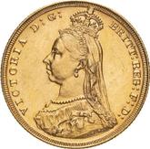 Obverse Sovereign 1887 M JEB Jubilee portrait