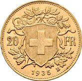 Reverse 20 Francs 1935 B Vreneli