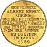 Reverse Thaler 1839 G Visit to the Dresden Mint