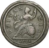 Reverse Halfpenny 1723 Second laureate bust