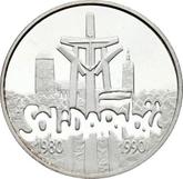 Reverse 100000 Zlotych 1990 The 10th Anniversary of forming the Solidarity Trade Union