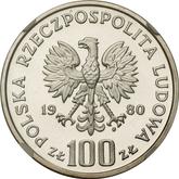 Obverse 100 Zlotych 1980 MW Pattern Jan Kochanowski