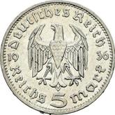 Reverse 5 Reichsmark 1936 D Hindenburg