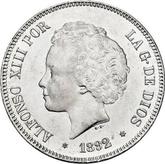 Obverse 5 Pesetas 1892 PGM