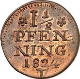Reverse 1 1/2 pfennig 1824 T