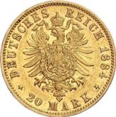 Reverse 20 Mark 1884 J Hamburg