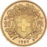 Reverse 20 Francs 1927 B Vreneli