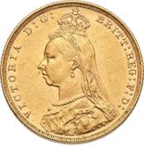 Obverse Sovereign 1890 M JEB Jubilee portrait
