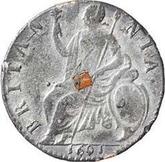 Reverse Halfpenny 1691 Cuirassed bust