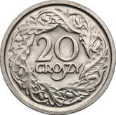 Reverse 20 Groszy 1924 WJ Pattern
