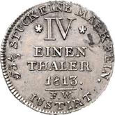 Reverse 1/4 thaler 1813 F.W. Pattern