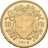 Reverse 20 Francs 1915 B Vreneli