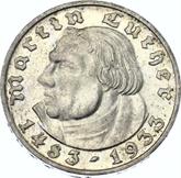 Obverse 2 Reichsmark 1933 D Martin Luther