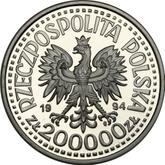 Obverse 200000 Zlotych 1994 MW ANR 75 years of the Association of War Invalids of the Republic of Poland