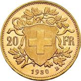 Reverse 20 Francs 1930 B Vreneli