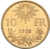 Reverse 10 Francs 1913 B Vreneli