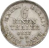Reverse 1/6 Thaler 1837 A.W.