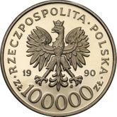 Obverse 100000 Zlotych 1990 MW Pattern The 10th Anniversary of forming the Solidarity Trade Union