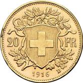 Reverse 20 Francs 1916 B Vreneli