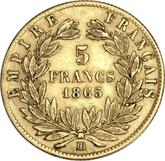 Reverse 5 Francs 1865 BB